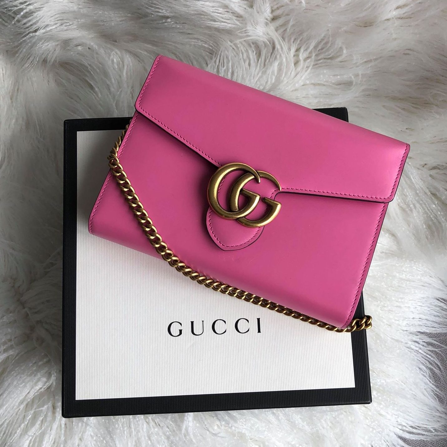 GUCCI Marmont Wallet Chain Bag - Pink - Adorn Collection