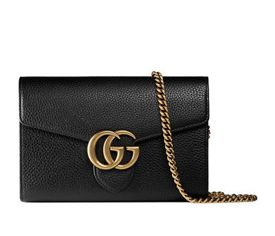 black gucci crossbody with gold chain
