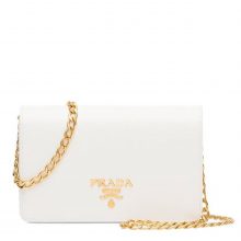 PRADA Lux Wallet Chain Bag – White/Gold