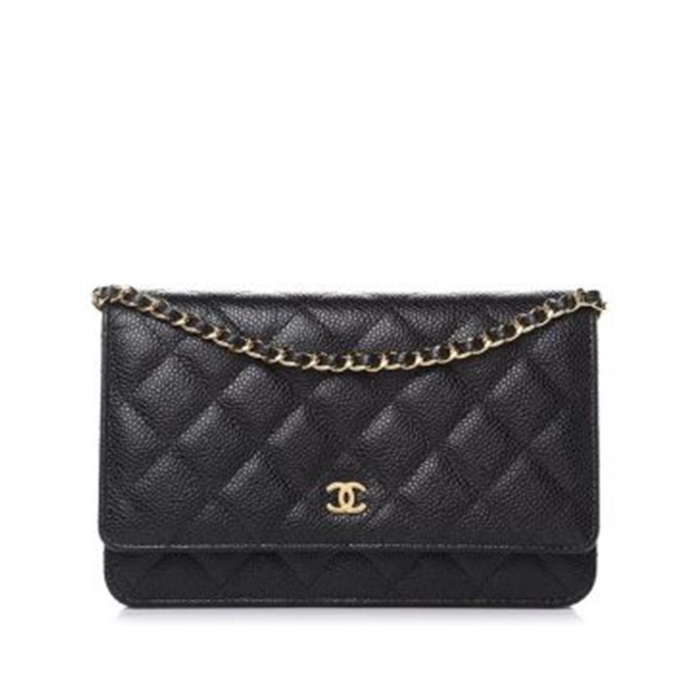 CHANEL Caviar Wallet on Chain Bag - Black/Gold - Adorn Collection