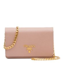 PRADA Lux Wallet Chain Bag – Dark Beige